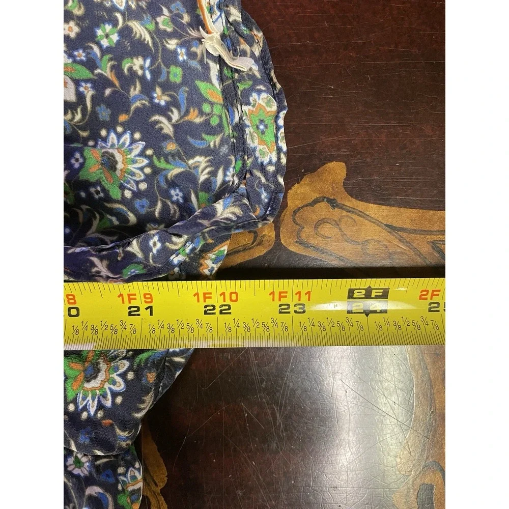 Tory Burch Silk Navy Floral Flutter Cap Sleeve Top Prairie Peasant Preppy Y2K 0